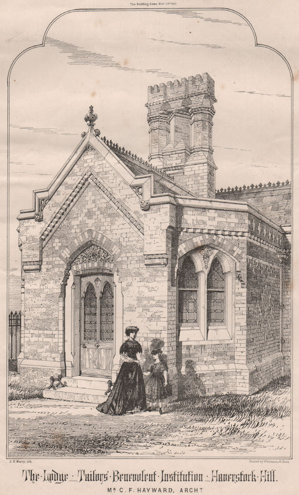 The Lodge - Tailors' Benevolent Institution, Haverstock Hill 1867 old print